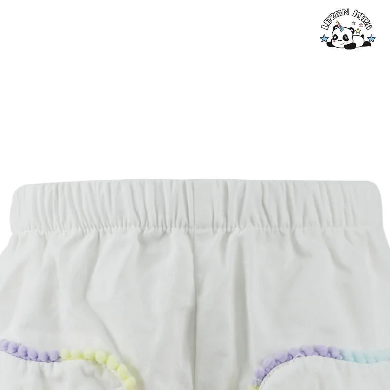 LEZONKIDS - Roupas infantis, shorts versáteis para meninas, roupas de verão para bebês, novo estilo de shorts A-line branco solto